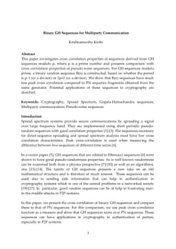 Binary GH Sequences for Multiparty Communication