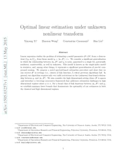 Optimal linear estimation under unknown nonlinear transform