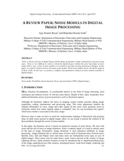 A Review Paper: Noise Models in Digital Image Processing