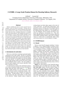 CAT2000: A Large Scale Fixation Dataset for Boosting Saliency Research
