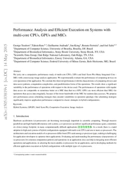 Performance Analysis and Efficient Execution on Systems with multi-core
  CPUs, GPUs and MICs