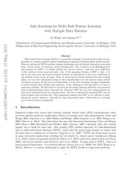 Safe Screening for Multi-Task Feature Learning with Multiple Data
  Matrices