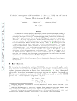 Global Convergence of Unmodified 3-Block ADMM for a Class of Convex
  Minimization Problems