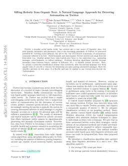 Sifting Robotic from Organic Text: A Natural Language Approach for
  Detecting Automation on Twitter