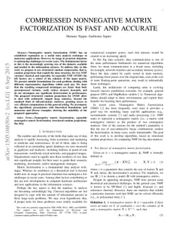 Compressed Nonnegative Matrix Factorization is Fast and Accurate