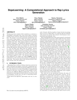 DopeLearning: A Computational Approach to Rap Lyrics Generation