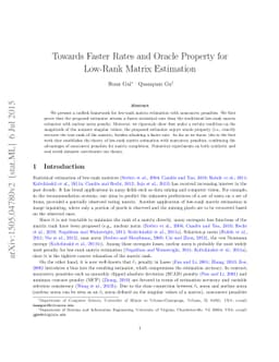 Towards Faster Rates and Oracle Property for Low-Rank Matrix Estimation