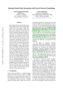 Boosting Named Entity Recognition with Neural Character Embeddings