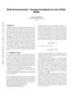 Brief Announcement : Average Complexity for the LOCAL Model