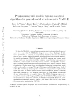 Programming with models: writing statistical algorithms for general
  model structures with NIMBLE