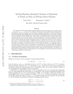 Solving Random Quadratic Systems of Equations Is Nearly as Easy as
  Solving Linear Systems