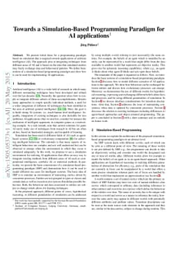 Towards a Simulation-Based Programming Paradigm for AI applications
