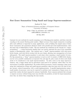 Fast exact summation using small and large superaccumulators