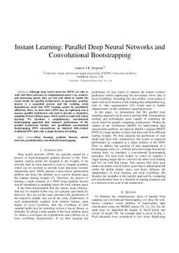 Instant Learning: Parallel Deep Neural Networks and Convolutional
  Bootstrapping