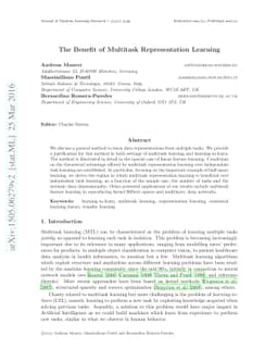 The Benefit of Multitask Representation Learning