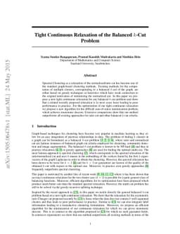 Tight Continuous Relaxation of the Balanced $k$-Cut Problem