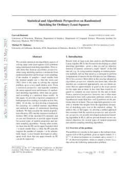 Statistical and Algorithmic Perspectives on Randomized Sketching for
  Ordinary Least-Squares -- ICML