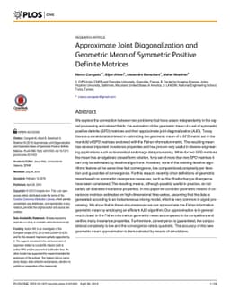 Approximate Joint Diagonalization and Geometric Mean of Symmetric
  Positive Definite Matrices