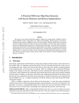 A Practical Oblivious Map Data Structure with Secure Deletion and
  History Independence