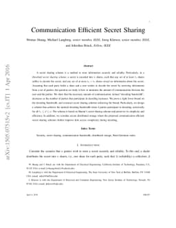 Communication Efficient Secret Sharing