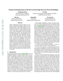 Solving Verbal Comprehension Questions in IQ Test by Knowledge-Powered
  Word Embedding