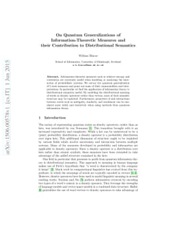 On Quantum Generalizations of Information-Theoretic Measures and their
  Contribution to Distributional Semantics
