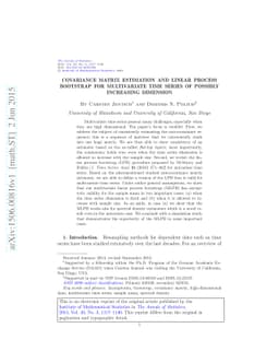 Covariance matrix estimation and linear process bootstrap for
  multivariate time series of possibly increasing dimension
