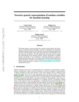 Toward a generic representation of random variables for machine learning