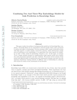 Combining Two And Three-Way Embeddings Models for Link Prediction in
  Knowledge Bases