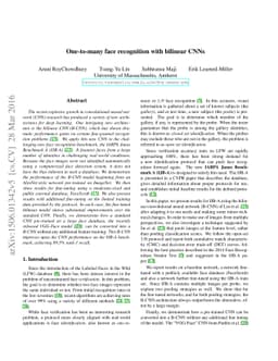 One-to-many face recognition with bilinear CNNs