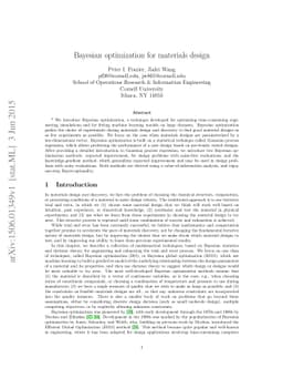 Bayesian optimization for materials design