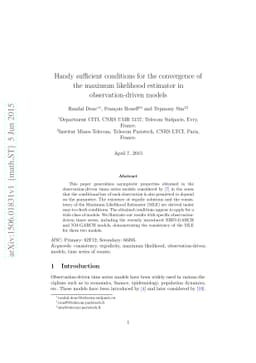 Handy sufficient conditions for the convergence of the maximum
  likelihood estimator in observation-driven models