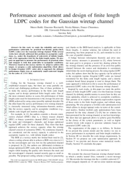 Performance assessment and design of finite length LDPC codes for the
  Gaussian wiretap channel