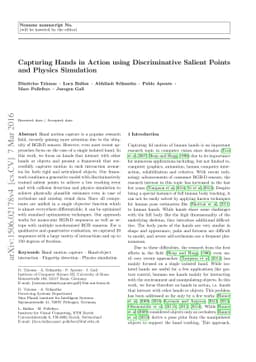 Capturing Hands in Action using Discriminative Salient Points and
  Physics Simulation