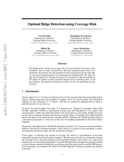 Optimal Ridge Detection using Coverage Risk
