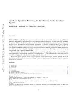 ARock: an Algorithmic Framework for Asynchronous Parallel Coordinate
  Updates