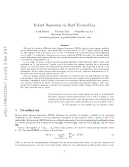 Robust Regression via Hard Thresholding