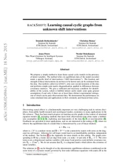 backShift: Learning causal cyclic graphs from unknown shift
  interventions