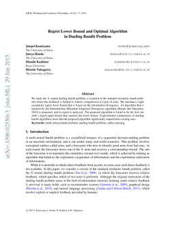 Regret Lower Bound and Optimal Algorithm in Dueling Bandit Problem