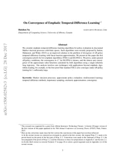 On Convergence of Emphatic Temporal-Difference Learning