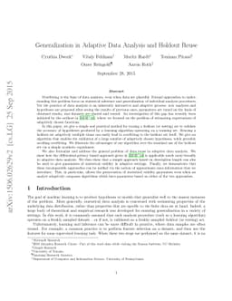 Generalization in Adaptive Data Analysis and Holdout Reuse