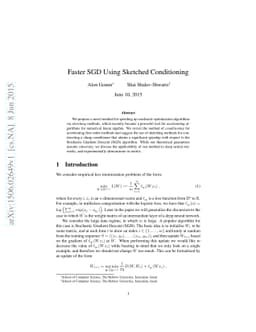 Faster SGD Using Sketched Conditioning