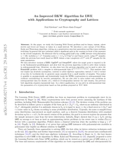 An Improved BKW Algorithm for LWE with Applications to Cryptography and
  Lattices