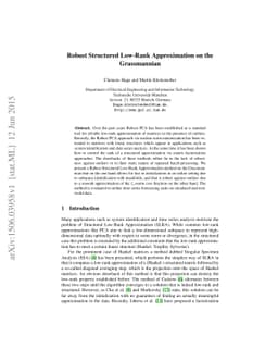 Robust Structured Low-Rank Approximation on the Grassmannian