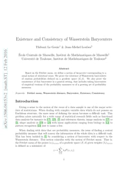 Existence and Consistency of Wasserstein Barycenters