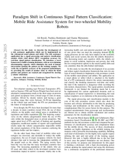 Paradigm Shift in Continuous Signal Pattern Classification: Mobile Ride
  Assistance System for two-wheeled Mobility Robots