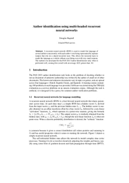 Author Identification using Multi-headed Recurrent Neural Networks