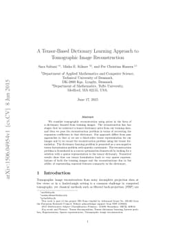 A Tensor-Based Dictionary Learning Approach to Tomographic Image
  Reconstruction