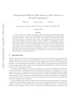 Communication-Efficient False Discovery Rate Control via Knockoff
  Aggregation