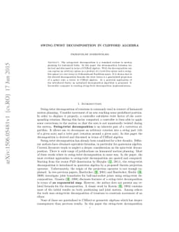 Swing-twist decomposition in Clifford algebra